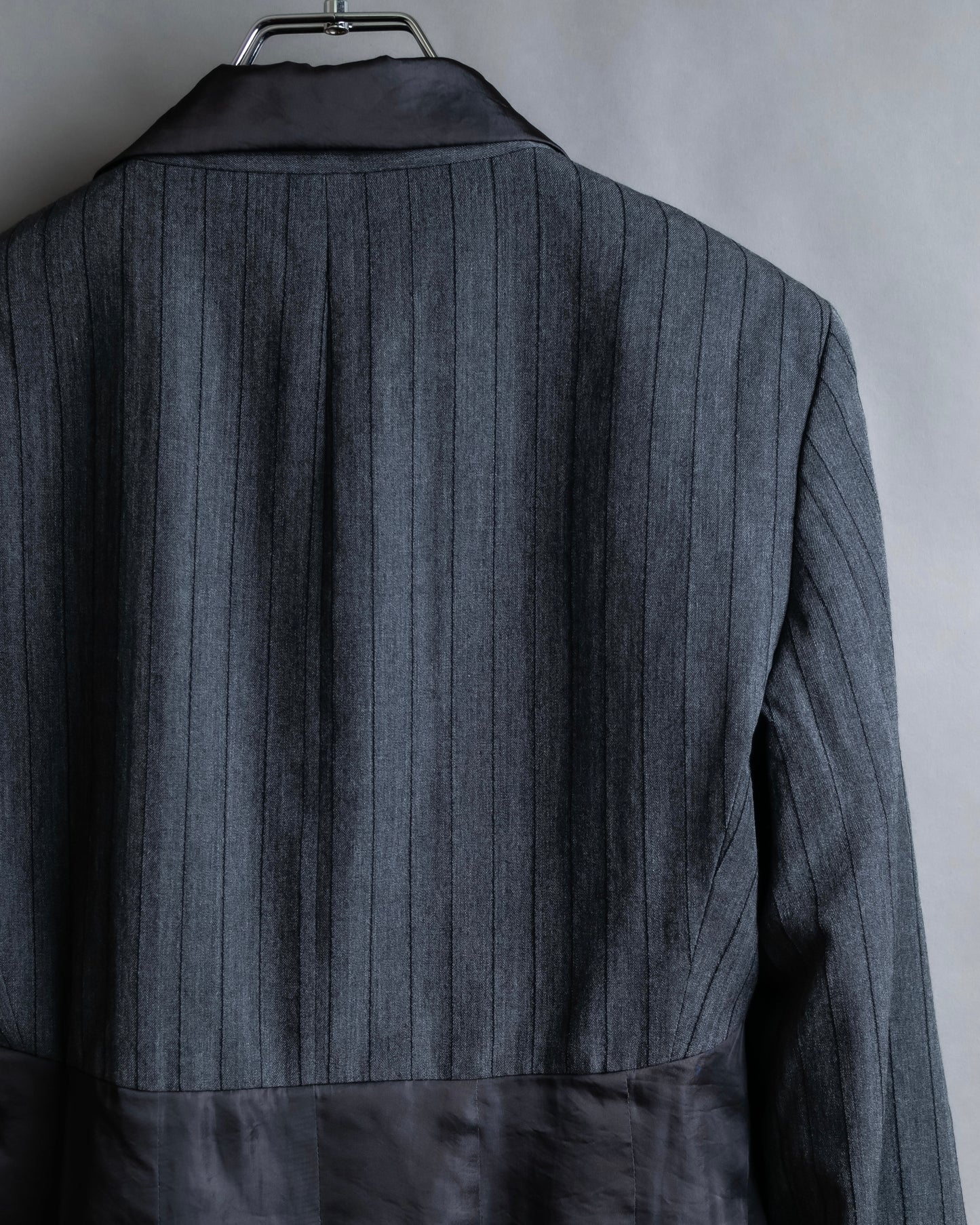 "ISSEY MIYAKE" Different material switching design shape pattern tailored jacket