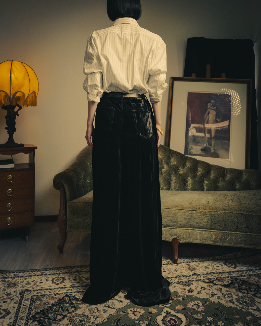 –SPECIAL– "SAINT LAURENT" 2023's Pleated velvet extreme flare pants
