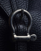 "BURBERRY" Silver stud design grained leather one-handle bag