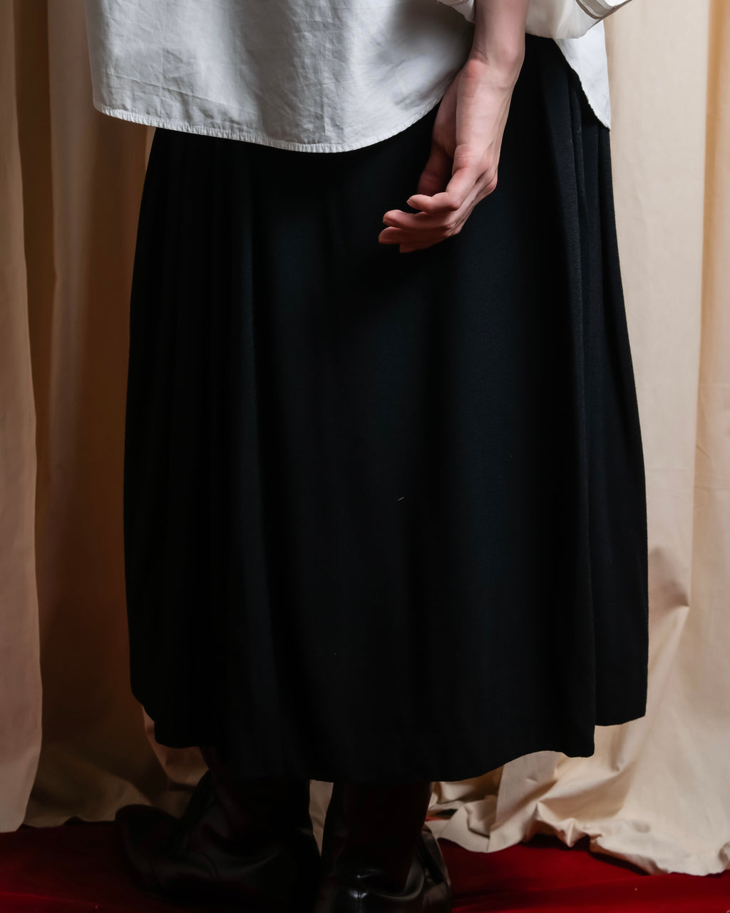 "Christian Dior" Wool draped pleated flared skirt