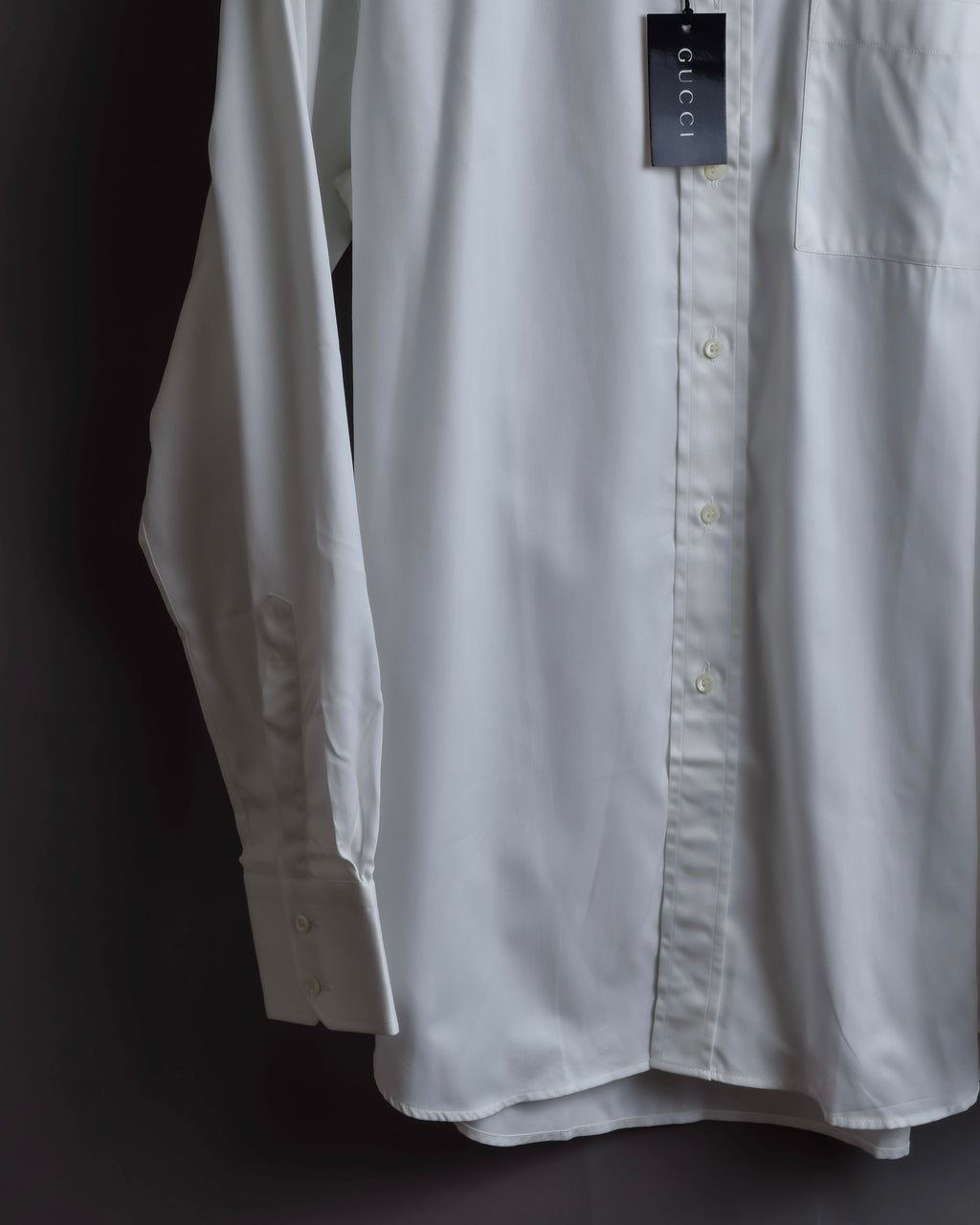 "GUCCI" Minimal collar detail white cotton shirt