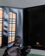 "BURBERRY" Nova check & horse riding knight pattern leather notebook cover
