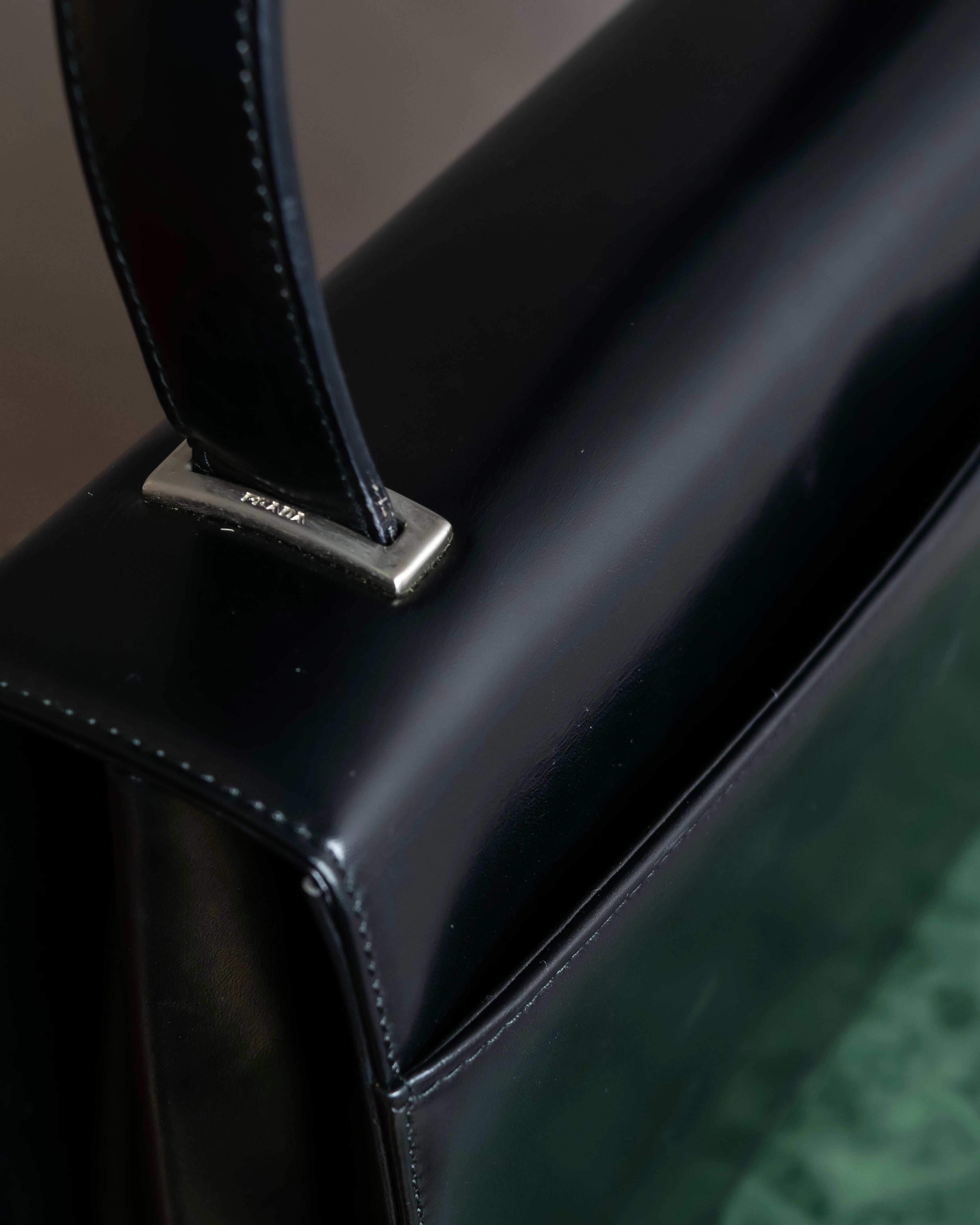 "PRADA" Structured top handle leather bag