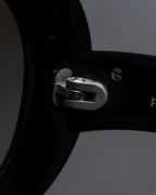 "PRADA" Logo engraved black round frame sunglasses