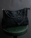 "CHANEL" Karl Lagerfeld design Matelasse chain Black shoulder bag