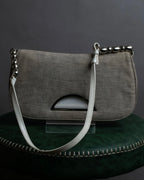 "Christian Dior" Malice Pearl Series greige color canvas shoulder bag