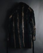 "BIEMME" 00’s striped rabbit fur belted coat