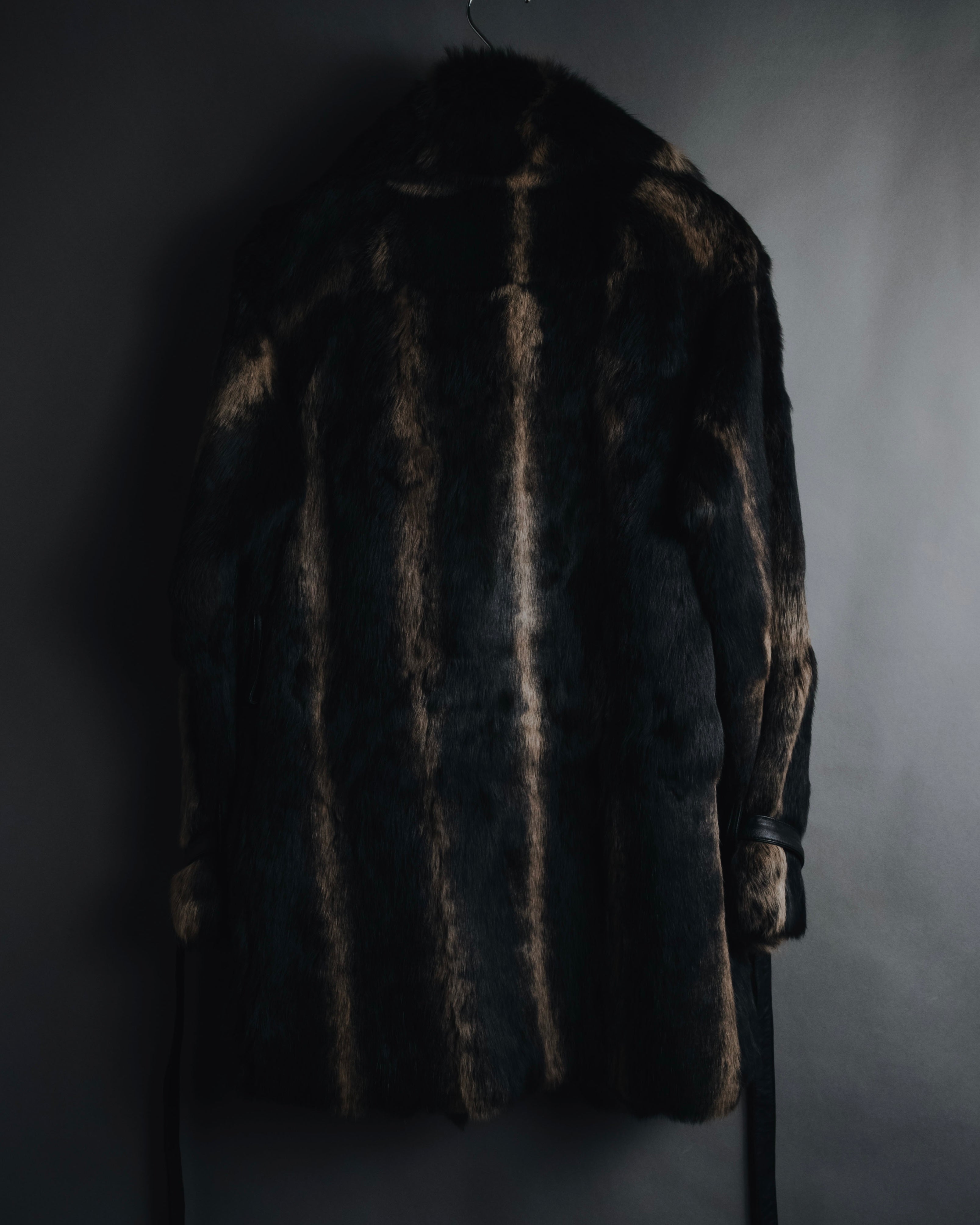 "BIEMME" 00’s striped rabbit fur belted coat