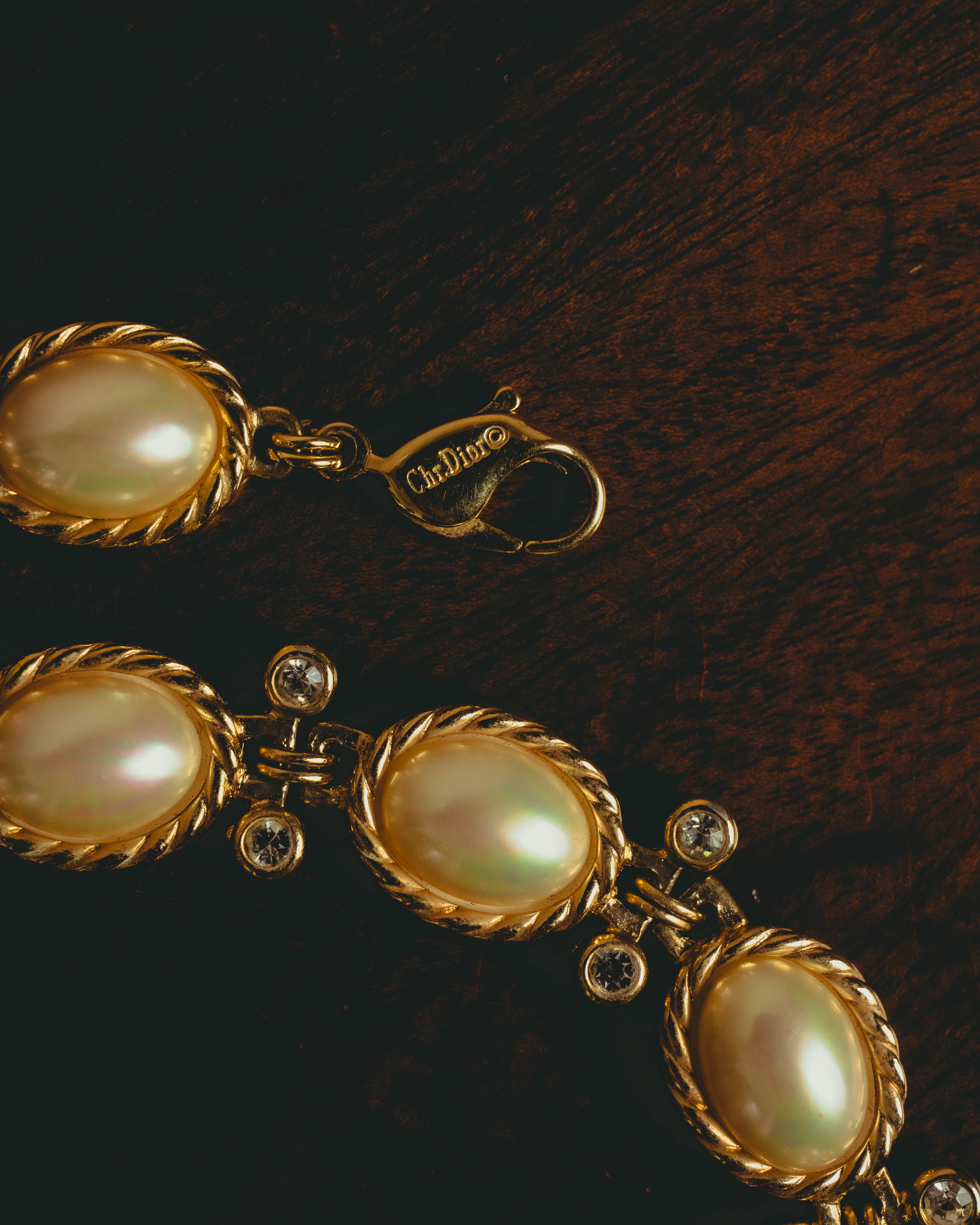 -SPECIAL- “Christian Dior” 70’s-80’s Faux pearl crystal statement necklace
