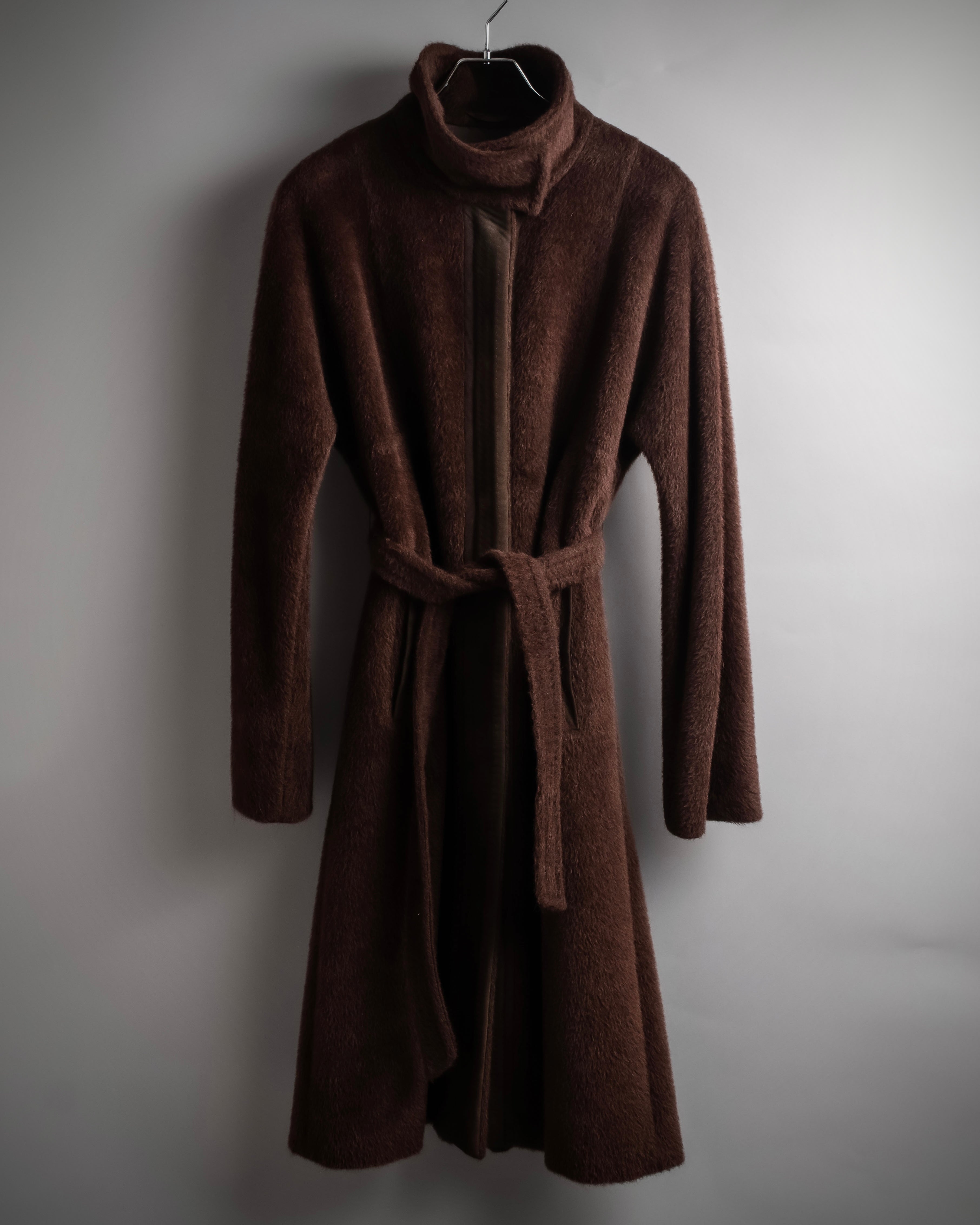 "Max Mara" Alpaca wool belted stand collar long coat