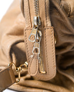 BALENCIAGA/ “Giant City” Gold Studs 2 Way Handbag Beige
