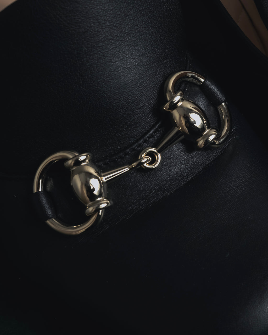 "GUCCI" Michele design horsebit leather heel loafers