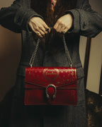 -SPECIAL- "GUCCI" 2010's-20's Collectible gucci garden embellished leather dionysus chain shoulder bag