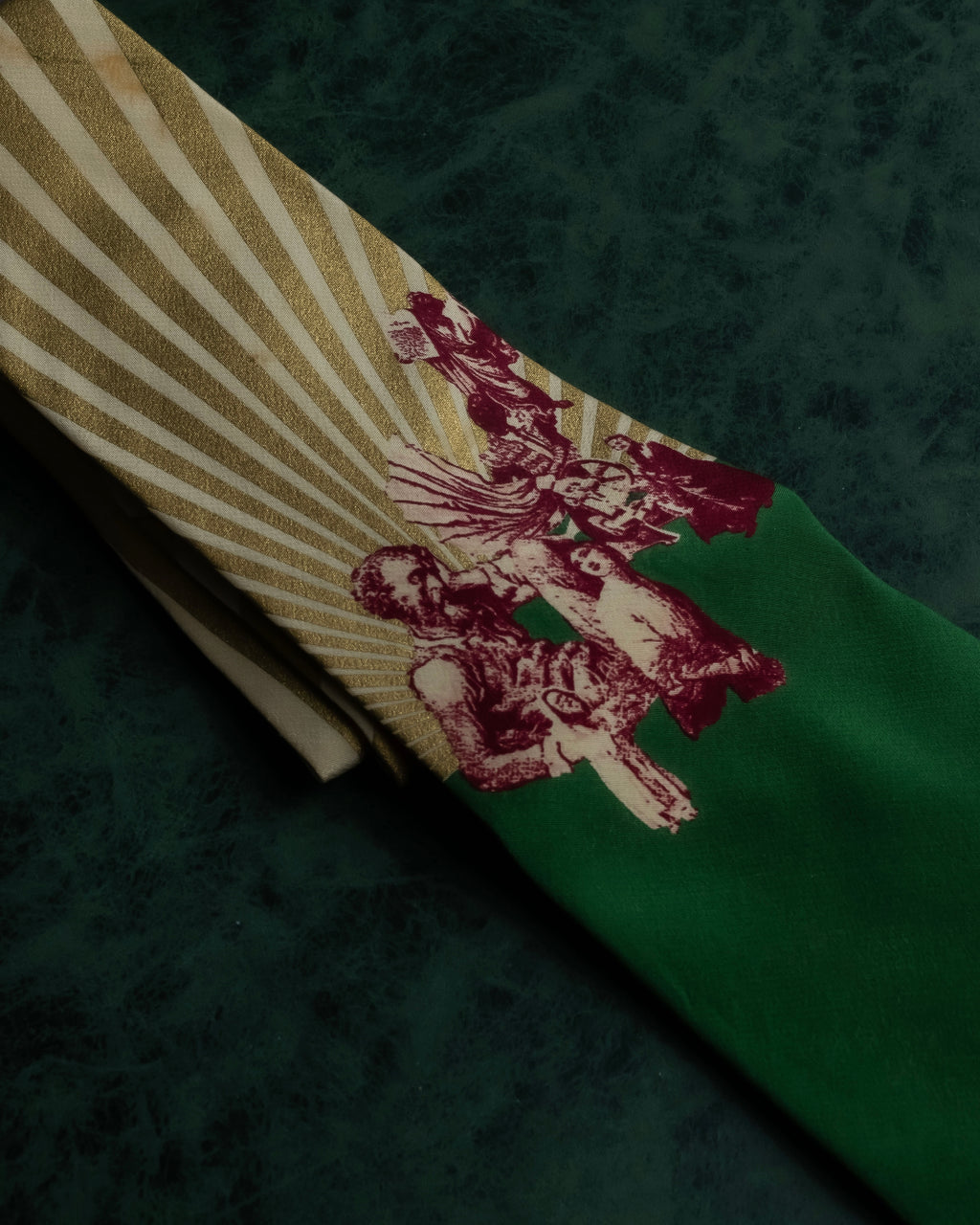 "JEAN PAUL GAULTIER" Radiation gold & human pattern silk neck tie