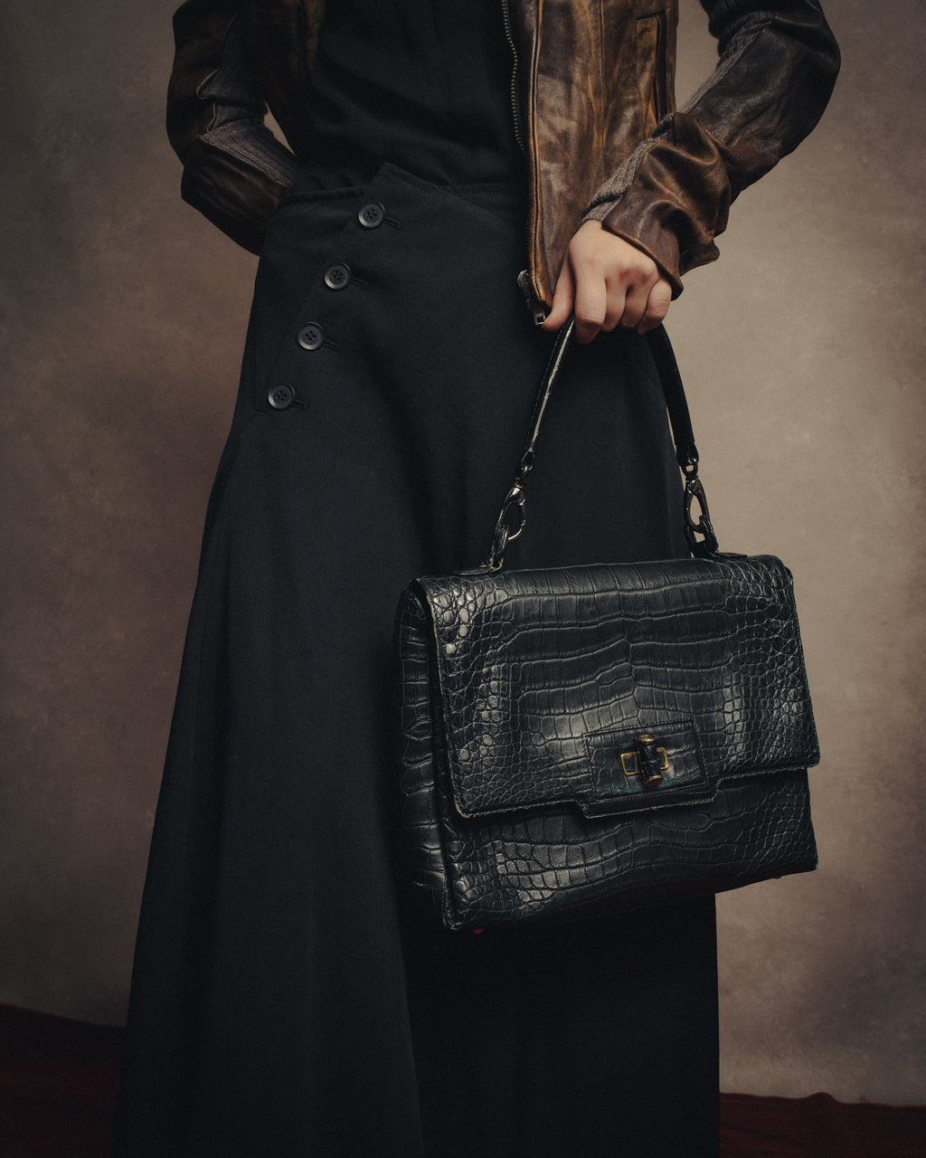 -SPECIAL- “GUCCI“ 70’s Crocodile turn lock handbag