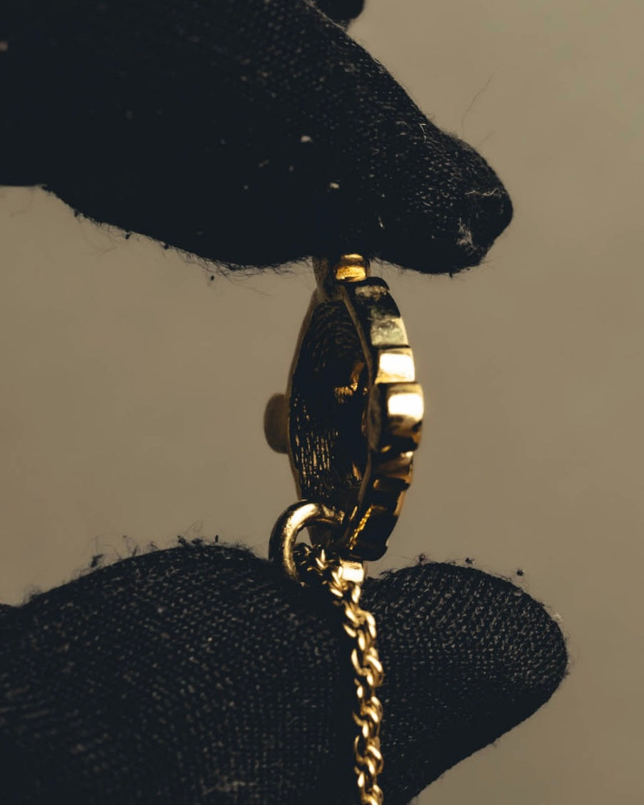 "Christian Dior" 90's-00's Crystal cd logo pendant necklace