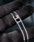 “Christian Dior” CD motif double silver chain bracelet