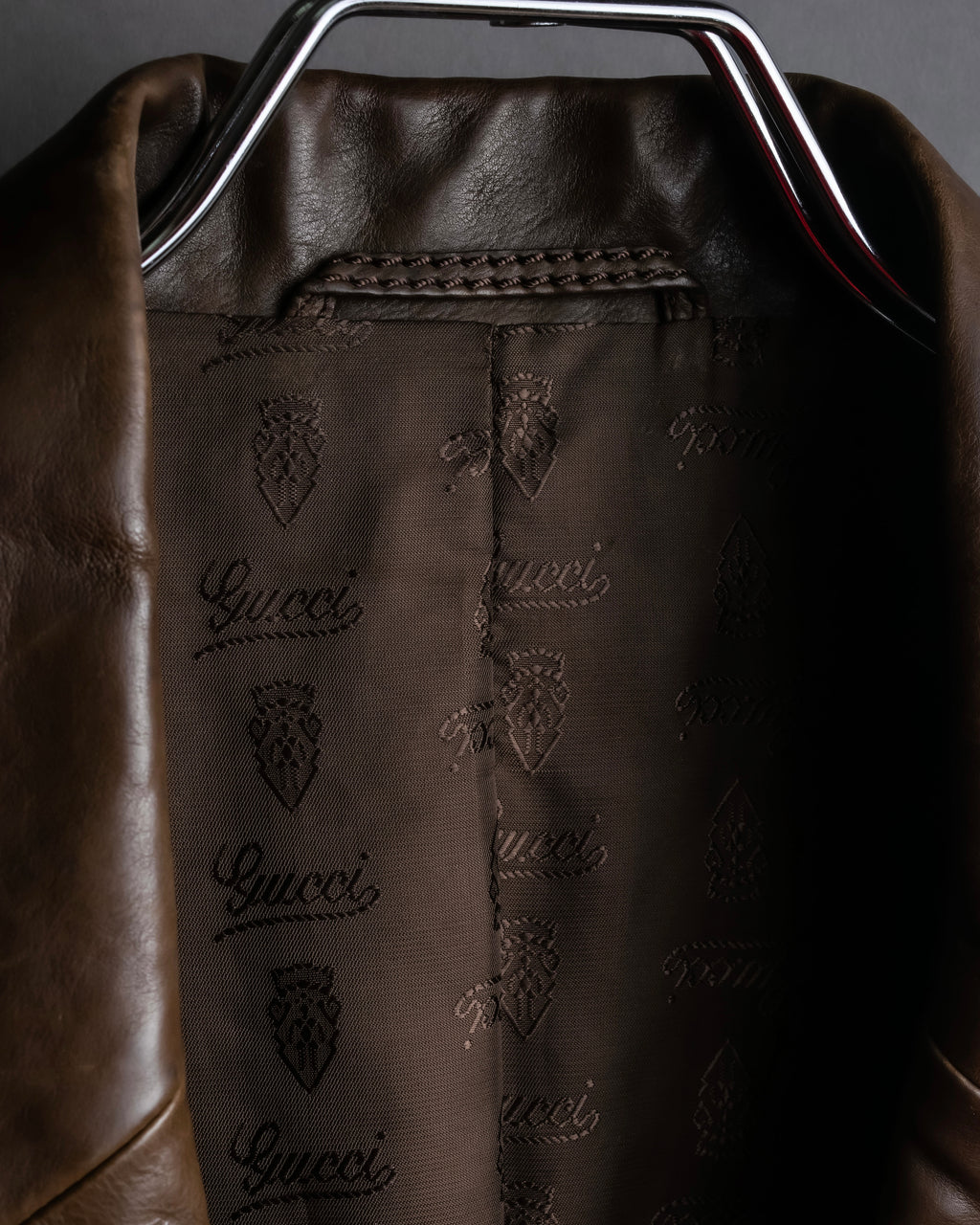 "GUCCI" Oversized calf leather tailored jacket