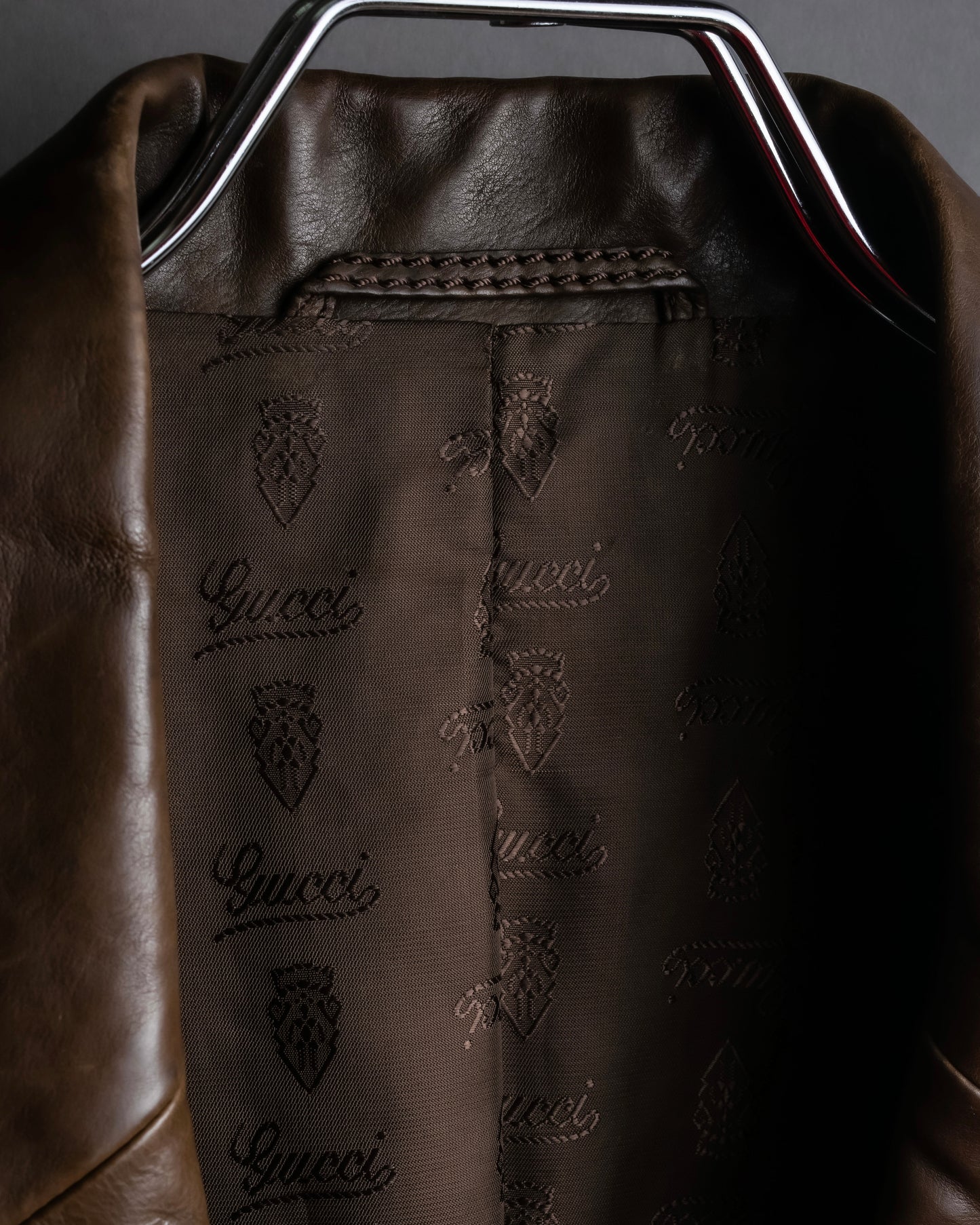 "GUCCI" Oversized calf leather tailored jacket