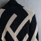 "BALMAIN" Geometric pattern turtleneck ribbed knit pullover