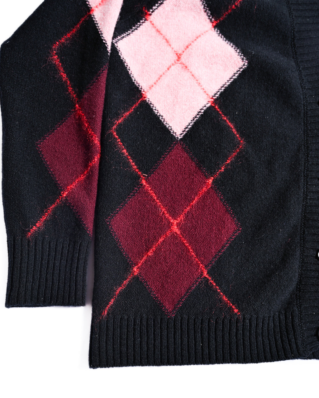 Molly Goddard/ Argyle Lambswool & Mohair Cardigan Black & Pink