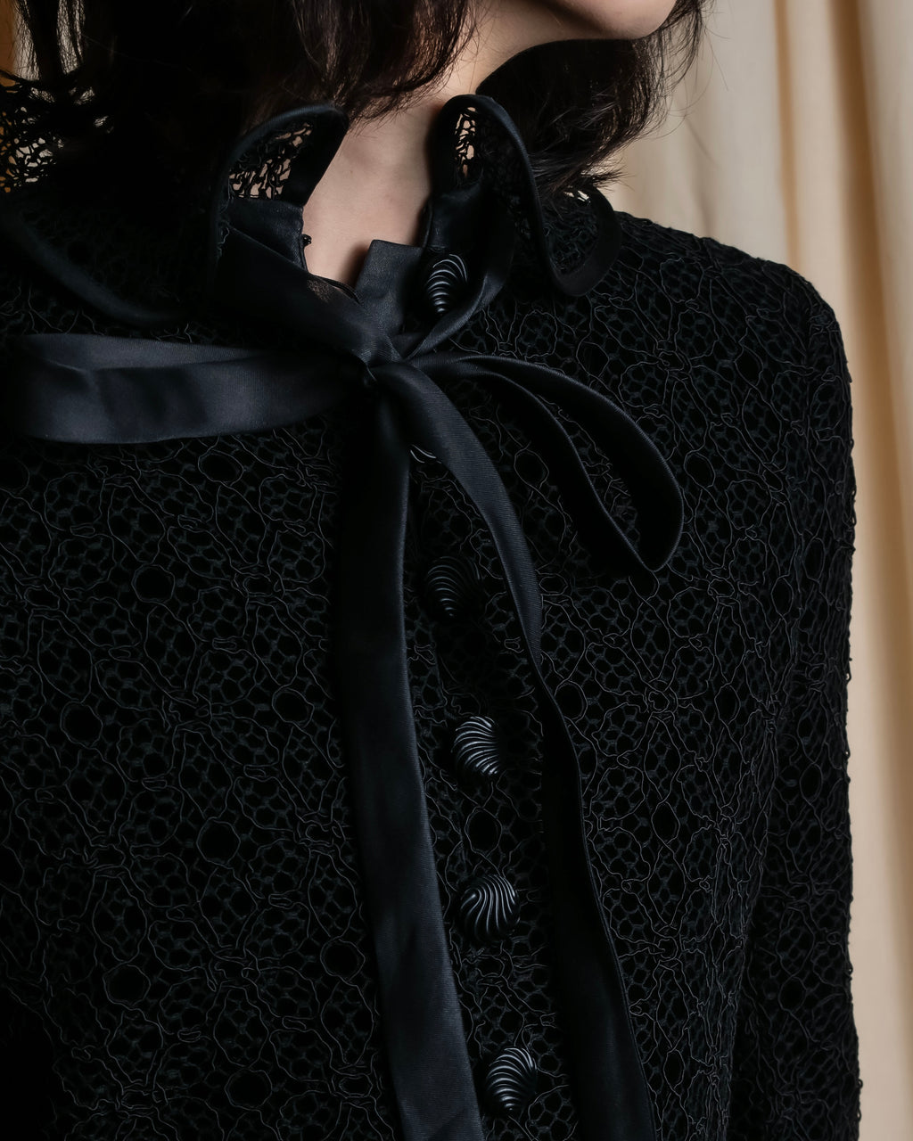 "JEAN-LOUIS SCHERRER" Lace frill design ribbon attached jacket