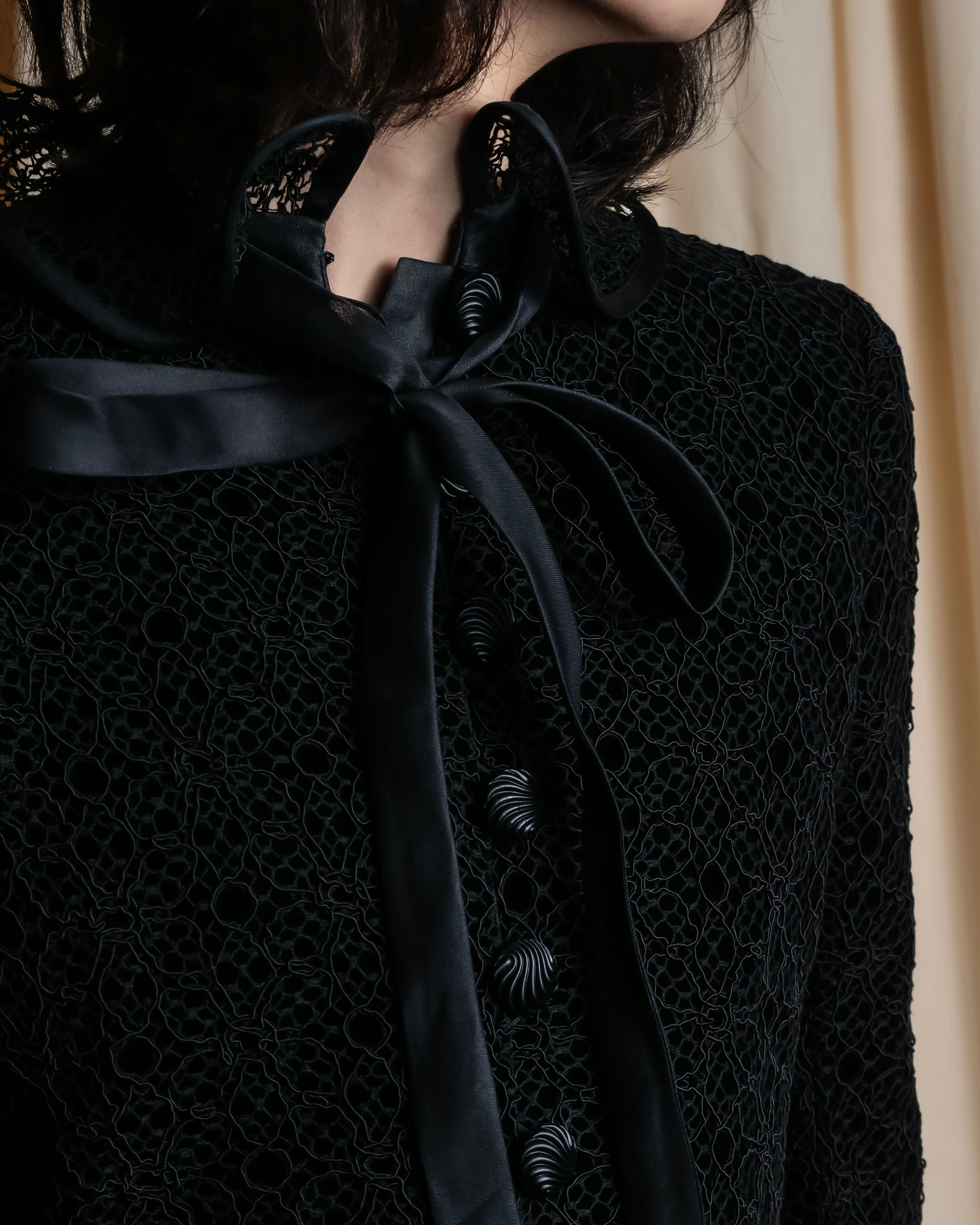 "JEAN-LOUIS SCHERRER" Lace frill design ribbon attached jacket