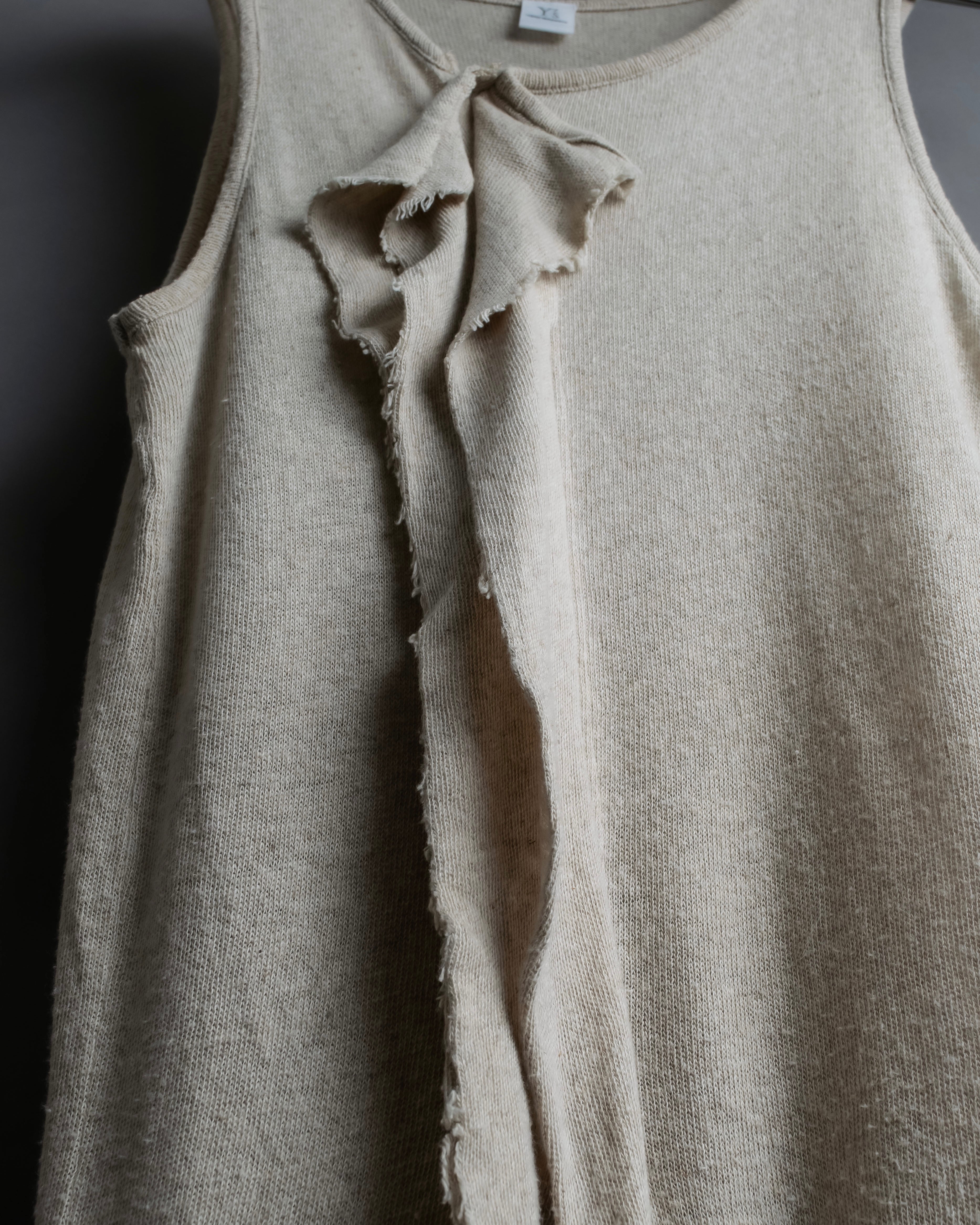 "Y's" Linen cotton mix ruffle design tank top