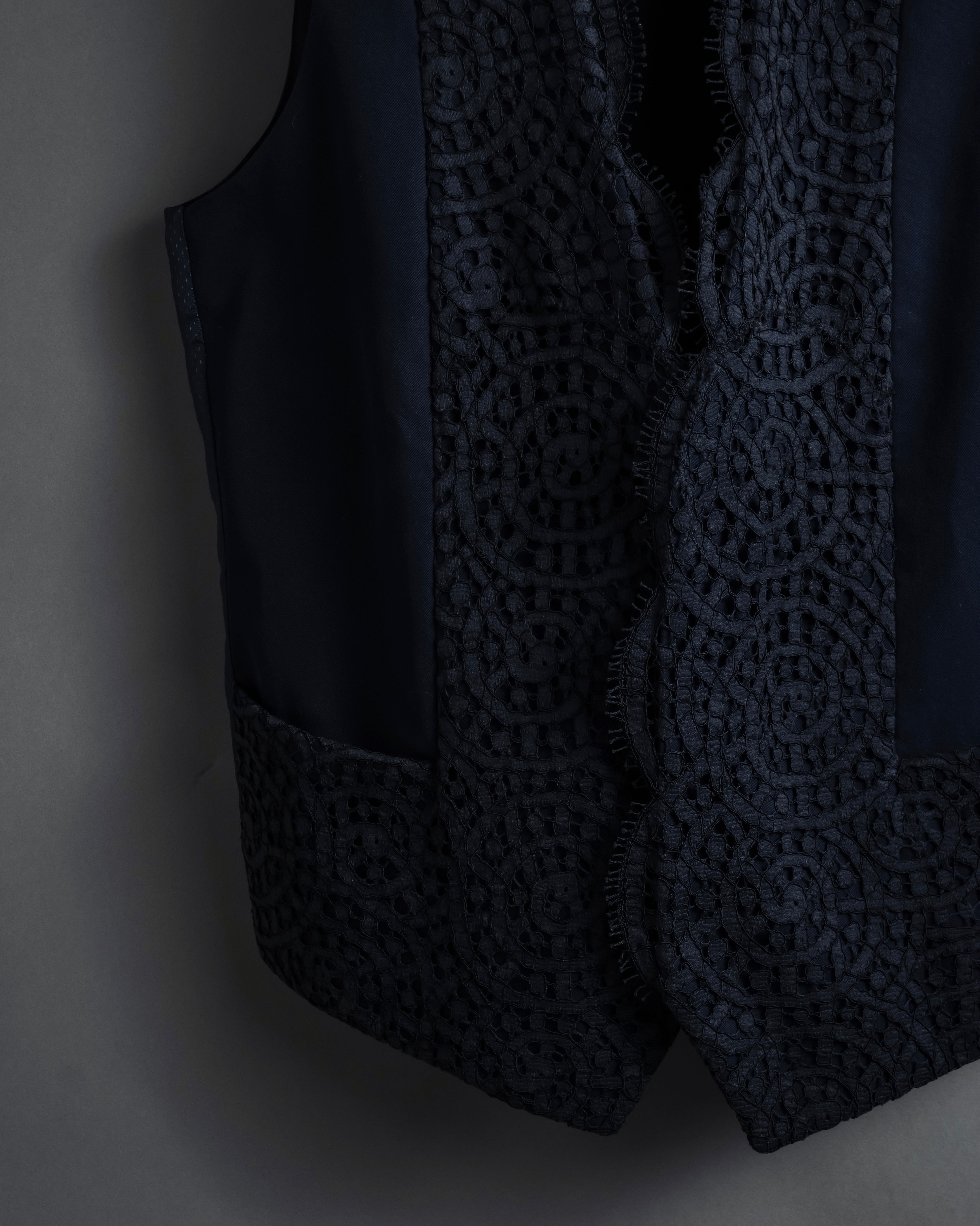 "JEAN PAUL GAULTIER" 90's Geometric lace design tailored vest