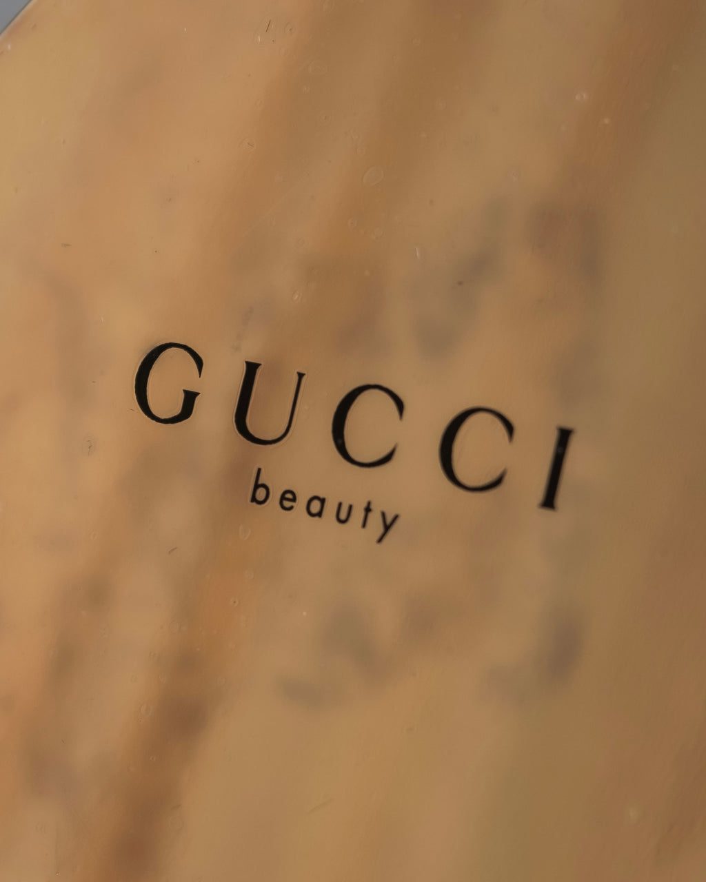 "GUCCI" Gold metal design logo engraved hand mirror