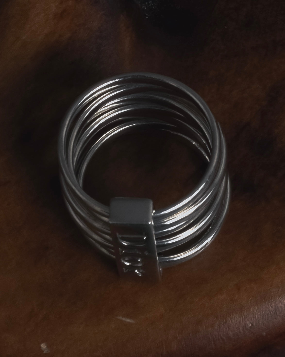 "Christian Dior" 00’s stacked wire silver 925 logo plate ring