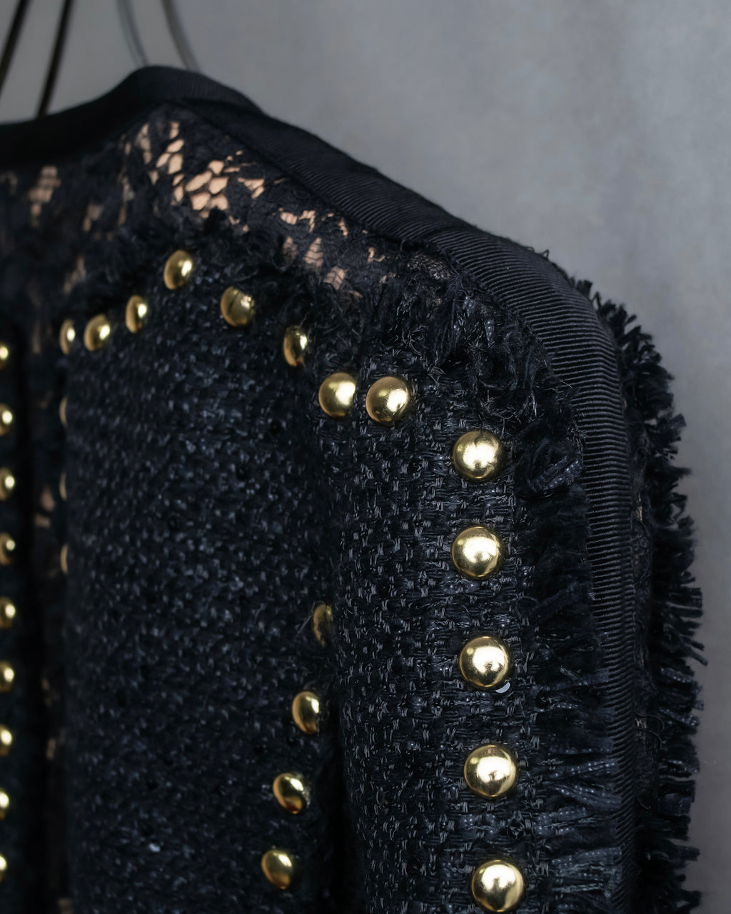 Reserved "Elie Saab" Gold stud detail tweed jacket