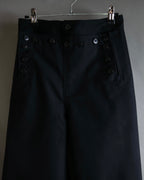 "US navy inspired lace back wide sailor pants"