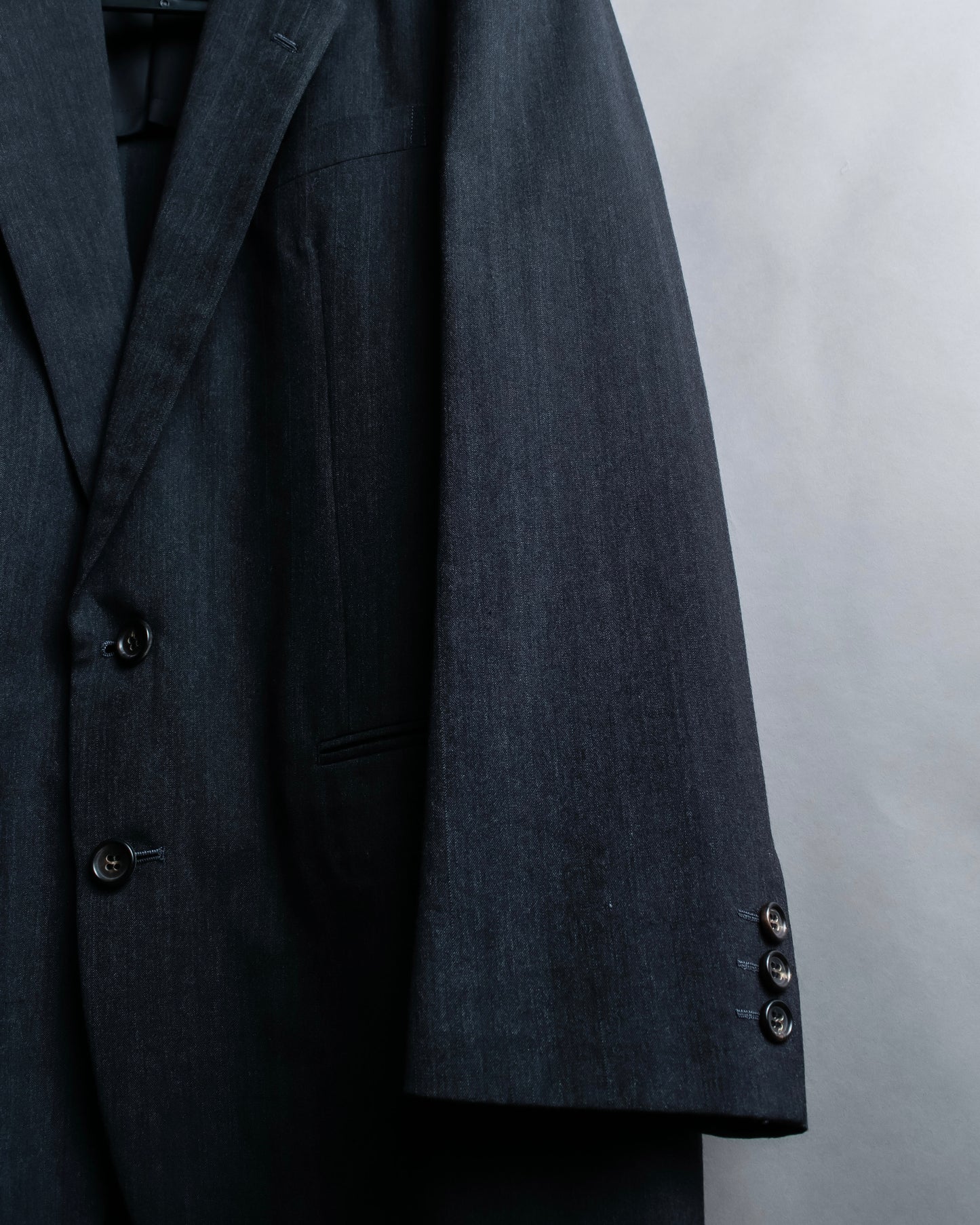 "COMME des GARCONS
HOMME" Notch lapel tailored jacket & wide tapered slacks charcoal gray set up