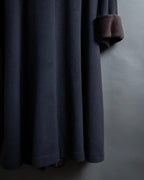 "Junko Yamamoto" Fur-trimmed design long cashmere blend coat
