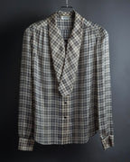 "Saint Laurent" Lame check pattern bow tie shirt