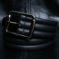 "GUCCI" Silver buckle 3 tier leather belt