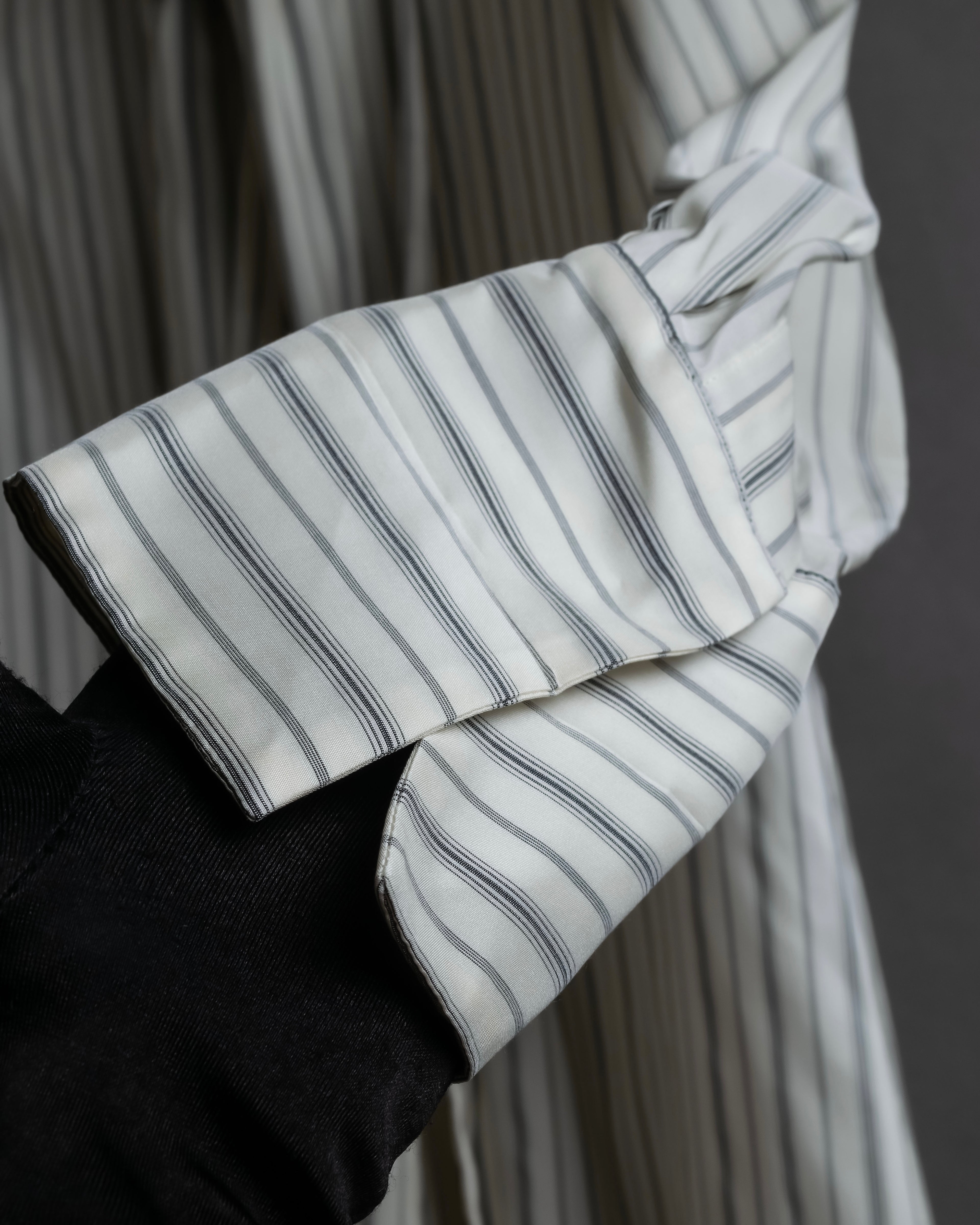 "MAISON MARGIELA" 16SS bowtie design striped long shirt