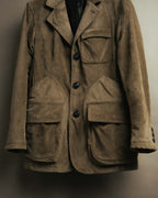 “GIORGIO ARMANI” 90’s-00’s Suede-effect multi-pocket tailored field jacket