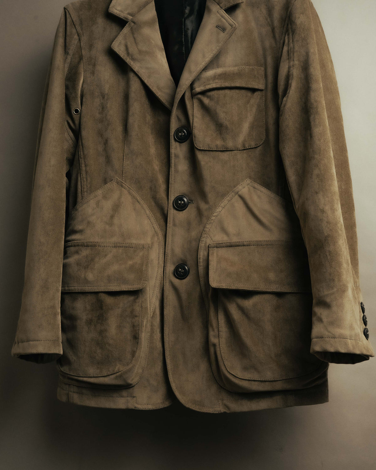 “GIORGIO ARMANI” 90’s-00’s Suede-effect multi-pocket tailored field jacket
