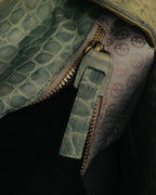 "GIORGIO ARMANI" 00's Crocodile-embossed leather tassel handbag