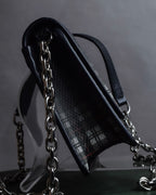 "MAISON MARGIELA" Check pattern gradient design chain shoulder leather wallet bag