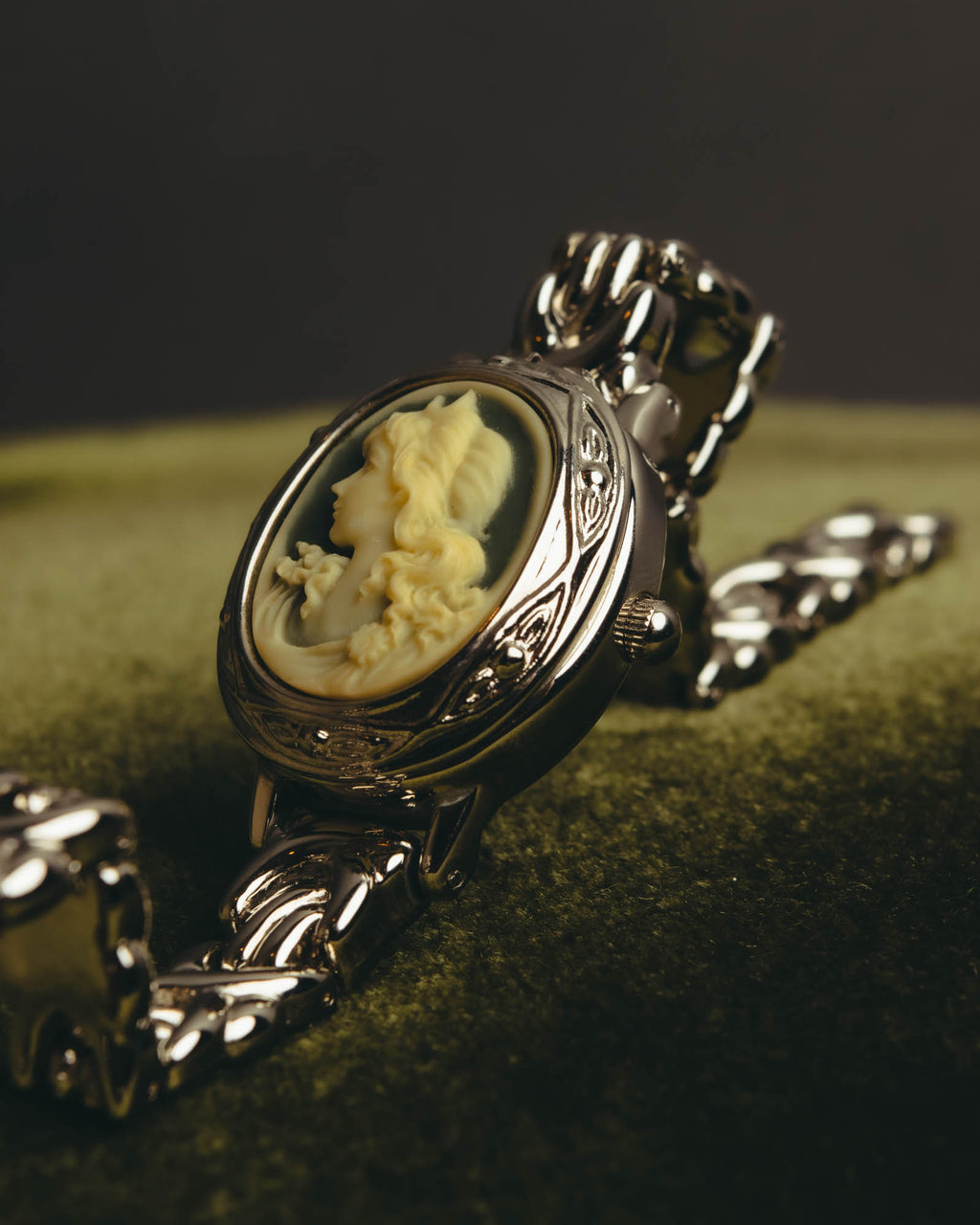 "Valentino Michelle" Vintage cameo secret quartz bracelet watch