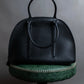 "MORABITO" Half moon design grained leather handbag