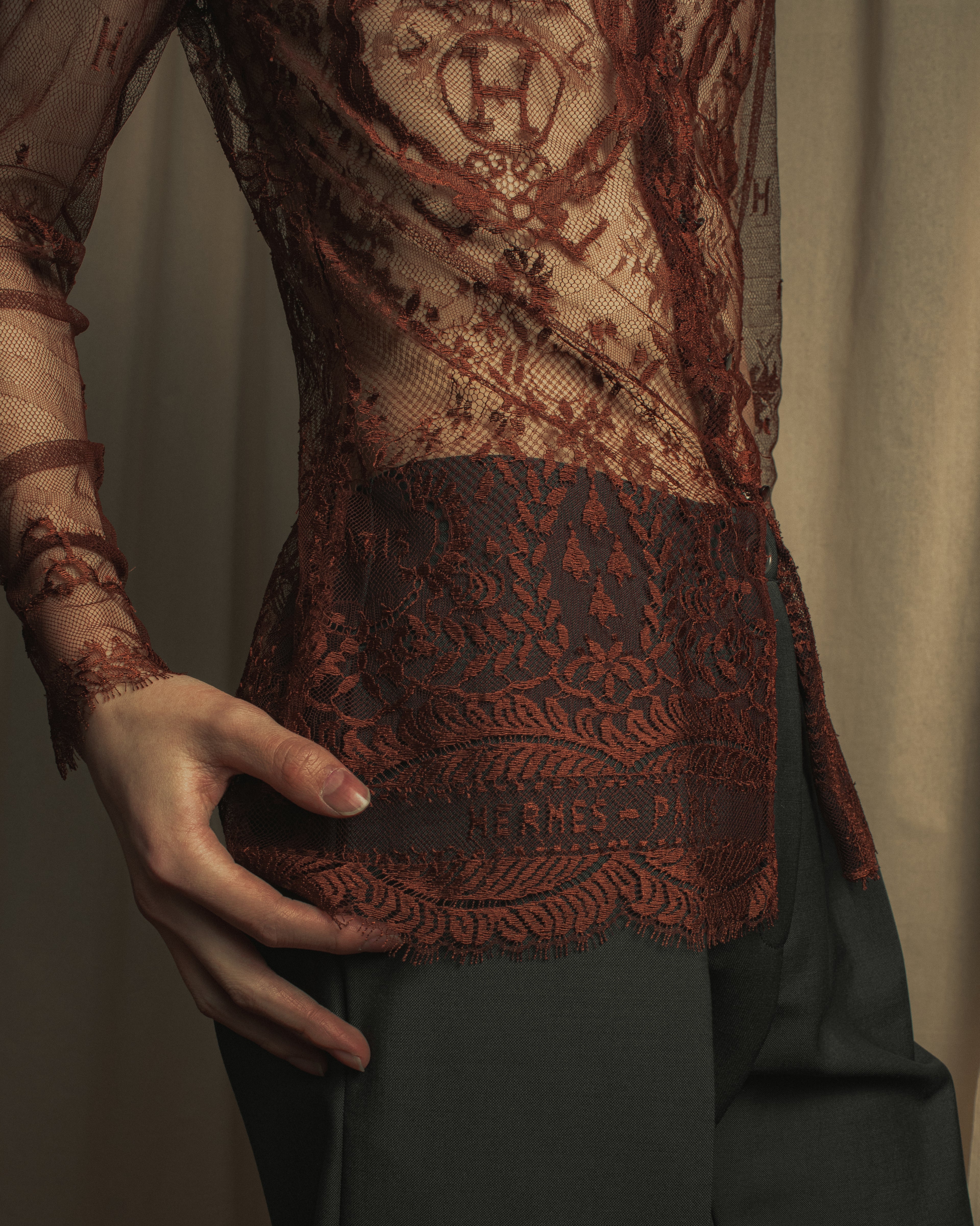 -SPECIAL- "HERMES" 00's Jean-Paul Gaultier Era Engineered Lace Shirt