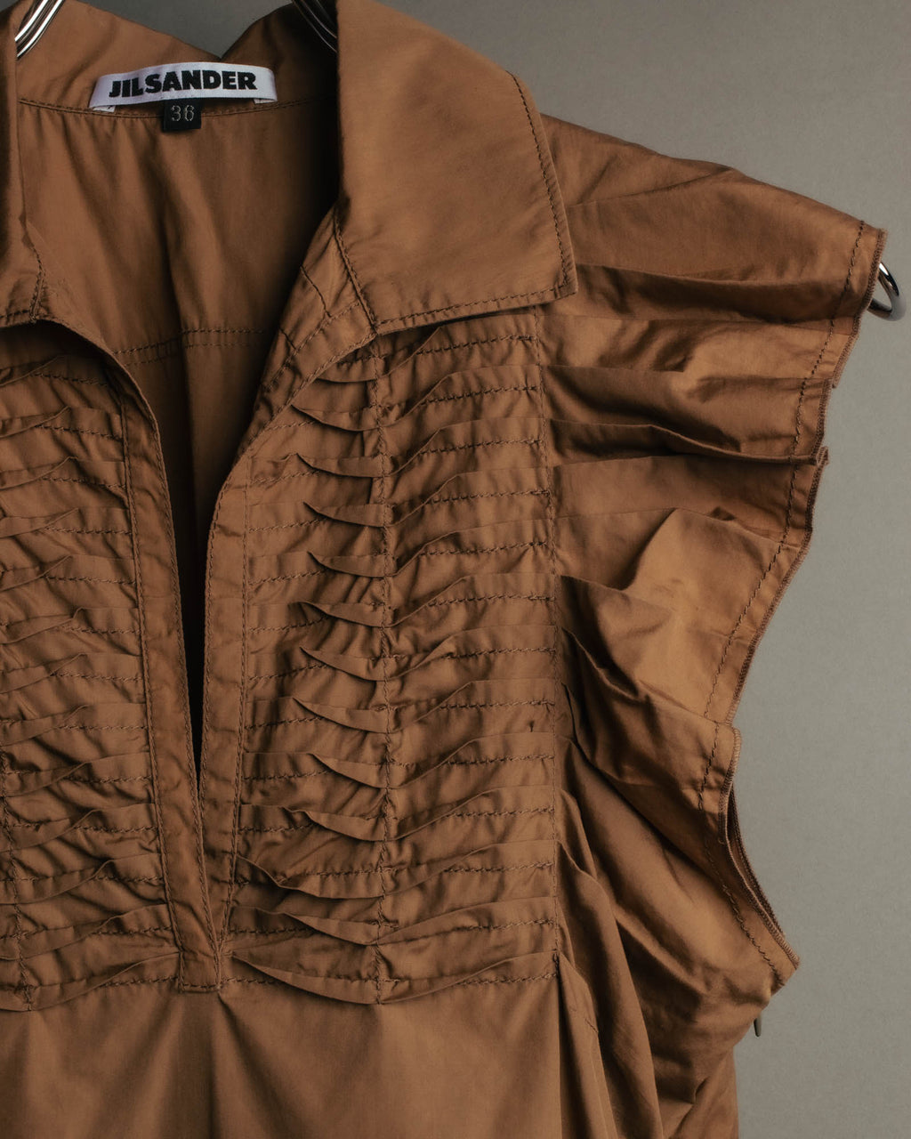 “JIL SANDER” 00’s-10’s Cotton pleated sleeveless blouse