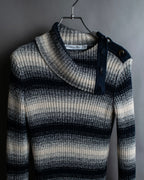 "Christian Dior" Gradient striped irregular neck knit