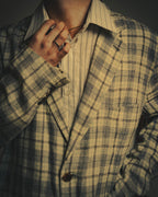 -SPECIAL- "Hermès" 10's Textured linen blend check blazer
