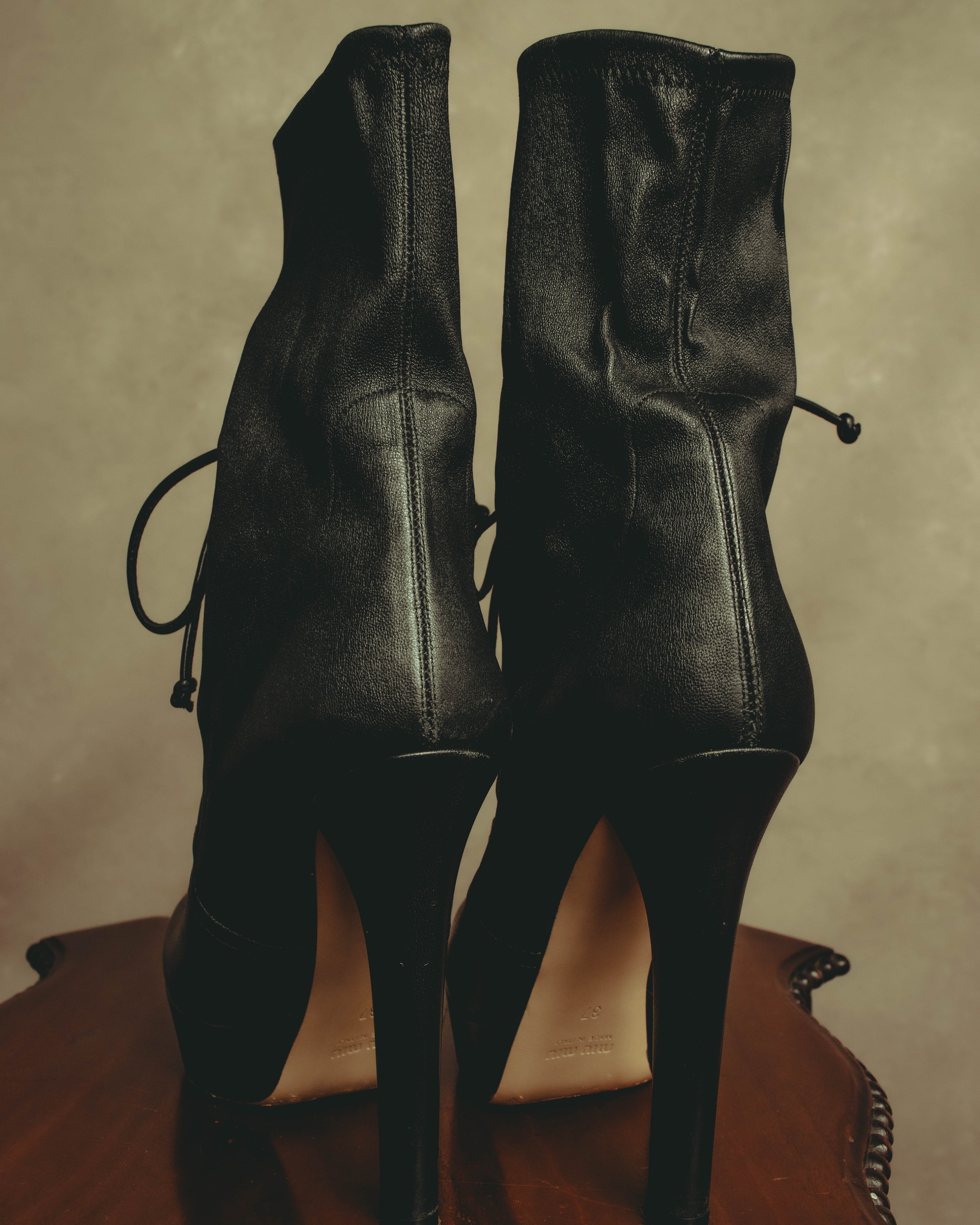 –SPECIAL– "Miu Miu" 00's–10's Sculptural platform lace up ankle boots