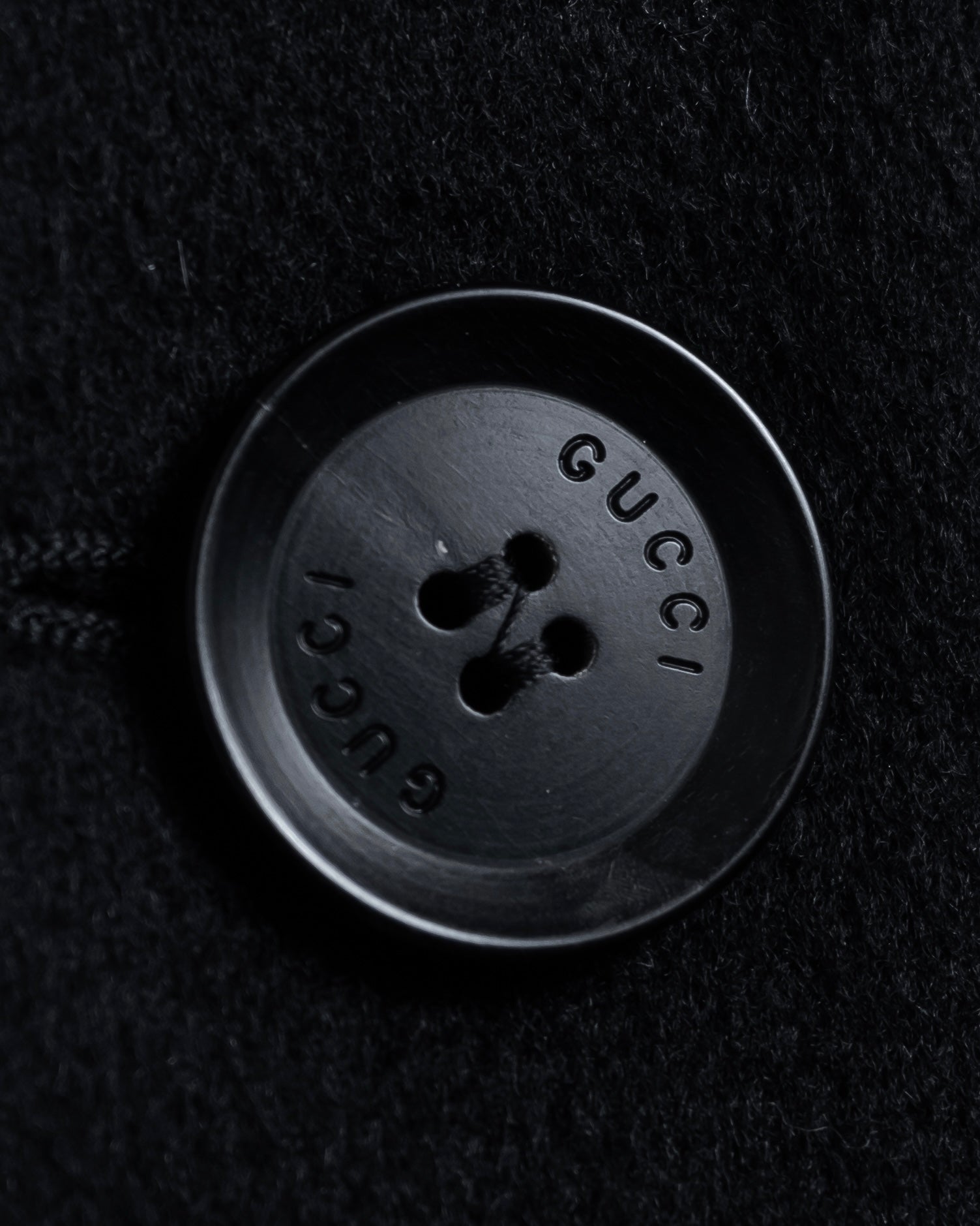 "GUCCI" Michele period solid black wool tailored coat